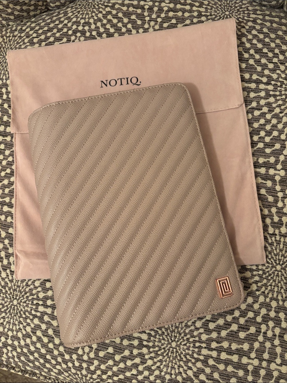Notiq Junior or Half Letter Discbound Planner Notebook Cover Quilted Taupe